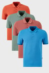 Pamuklu Regular Fit Düğmeli Polo Yaka 4'lü Paket Erkek T Shirt 5902127S4 Tarçın-Gül-Elma Yeşili-Koyu Mavi