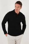 Pamuklu Regular Fit Düğmeli Polo Yaka Erkek Sweat 5905708 SİYAH