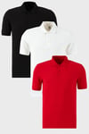 Pamuklu Regular Fit Düğmeli Polo Yaka 3'lü Paket Erkek T Shirt 5902127S3 SİYAH-BEYAZ-KIRMIZI