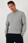 Pamuklu Regular Fit Düğmeli Polo Yaka Erkek Sweat 5905739 GRİ
