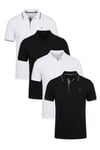 Pamuklu Regular Fit Düğmeli Polo Yaka 4'lü Paket T Shirt Erkek Polo Yaka T Shirt 590211827S4 Siyah-Beyaz-Beyaz-Siyah