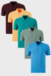 Pamuklu Regular Fit Düğmeli Polo Yaka 5'li Paket Erkek T Shirt 5902127S5 Vişne-Hardal-Benetton-Elma Yeşili-Koyu Mavi