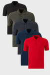 Pamuklu Regular Fit Düğmeli Polo Yaka 5'li Paket Erkek T Shirt 5902127S5 Siyah-Kırmızı-Antrasit-Haki-İndigo