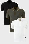 Pamuklu Regular Fit Düğmeli Polo Yaka 3'lü Paket Erkek T Shirt 590211827S3 Siyah-Beyaz-Hakisarı