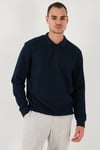 Pamuklu Regular Fit Düğmeli Polo Yaka Erkek Sweat 5905739 KOYU LACİVERT