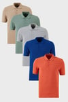Pamuklu Regular Fit Düğmeli Polo Yaka 5'li Paket Erkek T Shirt 5902127S5 Gri Melanj-Saks-Tarçın-Vizon-Elma Yeşili
