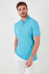 Pamuklu Regular Fit Düğmeli Polo Yaka 4'lü Paket T Shirt Erkek Polo Yaka T Shirt 590211827S4 İndigo-Mavi-Aquamavi-Beyaz