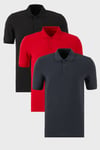 Pamuklu Regular Fit Düğmeli Polo Yaka 3'lü Paket Erkek T Shirt 5902127S3 Siyah-Kırmızı-Antrasit