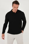 Pamuklu Regular Fit Düğmeli Polo Yaka Erkek Sweat 5905708 SİYAH