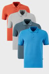 Pamuklu Regular Fit Düğmeli Polo Yaka 4'lü Paket Erkek T Shirt 5902127S4 Tarçın-Koyu Mavi-Kül-Petrol