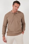 Pamuklu Regular Fit Düğmeli Polo Yaka Erkek Sweat 5905739 KOYU VİZON