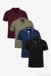 Pamuklu Regular Fit Düğmeli Polo Yaka 4'lü Paket T Shirt Erkek Polo Yaka T Shirt 590211827S4 Siyah-İndigo-Vişne-Haki