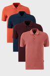 Pamuklu Regular Fit Düğmeli Polo Yaka 4'lü Paket Erkek T Shirt 5902127S4 Vişne-İndigo-Tarçın-Gül