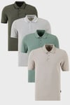 Pamuklu Regular Fit Düğmeli Polo Yaka 4'lü Paket T Shirt Erkek Polo Yaka T Shirt 590211827S4 Kül-Elma Yeşili-Gri Melanj-Haki