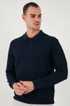 Pamuklu Regular Fit Düğmeli Polo Yaka Erkek Sweat 5905739 KOYU LACİVERT