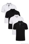 Pamuklu Regular Fit Düğmeli Polo Yaka 4'lü Paket T Shirt Erkek Polo Yaka T Shirt 590211827S4 Siyah-Beyaz-Beyaz-Siyah