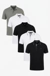 Pamuklu Regular Fit Düğmeli Polo Yaka 5'li Paket Erkek T Shirt 590211827S5 Siyah-Beyaz-Siyah-Beyaz-Haki