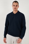 Pamuklu Regular Fit Düğmeli Polo Yaka Erkek Sweat 5905739 KOYU LACİVERT