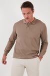 Pamuklu Regular Fit Düğmeli Polo Yaka Erkek Sweat 5905739 KOYU VİZON