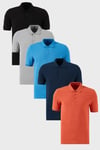 Pamuklu Regular Fit Düğmeli Polo Yaka 5'li Paket Erkek T Shirt 5902127S5 Koyu Mavi-Kül-İndigo-Siyah-Tarçın