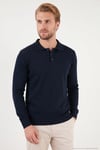 Pamuklu Regular Fit Düğmeli Uzun Kollu Erkek Polo 7024733 LACİVERT