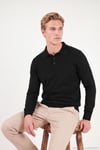 Pamuklu Regular Fit Düğmeli Uzun Kollu Erkek Polo 7024733 SİYAH