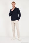 Pamuklu Regular Fit Düğmeli Uzun Kollu Erkek Polo 7024733 LACİVERT