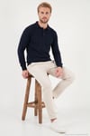 Pamuklu Regular Fit Düğmeli Uzun Kollu Erkek Polo 7024733 LACİVERT