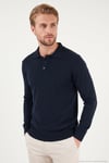 Pamuklu Regular Fit Düğmeli Uzun Kollu Erkek Polo 7024733 LACİVERT