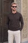 Pamuklu Regular Fit Düğmeli Uzun Kollu Erkek Polo 7024733 KAHVE
