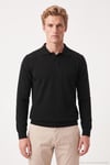 Pamuklu Regular Fit Düğmeli Uzun Kollu Erkek Polo 7024733 SİYAH