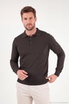 Pamuklu Regular Fit Düğmeli Uzun Kollu Erkek Polo 7024733 KAHVE