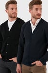 Pamuklu Regular Fit Düğmeli V Yaka 2'li Paket Erkek Hırka 456205S2 LACİVERT-SİYAH