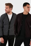 Pamuklu Regular Fit Düğmeli V Yaka 2'li Paket Erkek Hırka 456205S2 BORDO-GRİ