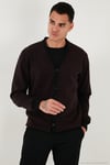 Pamuklu Regular Fit Düğmeli V Yaka Erkek Hırka 456205 BORDO