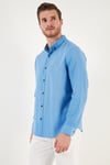 Pamuklu Regular Fit Düğmeli Yaka Erkek Gömlek CF20S111871 KOYU MAVİ