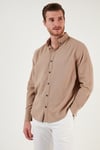 Pamuklu Regular Fit Düğmeli Yaka Erkek Gömlek CF20S111871 TOPRAK