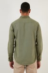 Pamuklu Regular Fit Düğmeli Yaka Erkek Gömlek CF20S111871 HAKİ