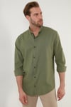 Pamuklu Regular Fit Düğmeli Yaka Erkek Gömlek CF20S111871 HAKİ