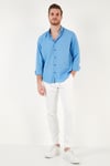Pamuklu Regular Fit Düğmeli Yaka Erkek Gömlek CF20S111871 KOYU MAVİ