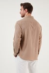 Pamuklu Regular Fit Düğmeli Yaka Erkek Gömlek CF20S111871 TOPRAK