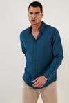 Pamuklu Regular Fit Düğmeli Yaka Erkek Gömlek CF20S111871 İNDİGO