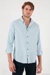 Pamuklu Regular Fit Düğmeli Yaka Erkek Gömlek CF20S111871 AÇIK MAVİ