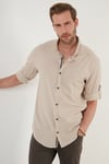Pamuklu Regular Fit Düğmeli Yaka Erkek Gömlek CF20S111871 TAŞ