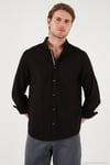 Pamuklu Regular Fit Düğmeli Yaka Erkek Gömlek CF20S111871 SİYAH