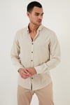 Pamuklu Regular Fit Düğmeli Yaka Erkek Gömlek CF20S111871 TAŞ