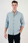 Pamuklu Regular Fit Düğmeli Yaka Erkek Gömlek CF20S111871 AQUA