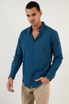 Pamuklu Regular Fit Düğmeli Yaka Erkek Gömlek CF20S111871 İNDİGO