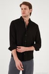 Pamuklu Regular Fit Düğmeli Yaka Erkek Gömlek CF20S111871 SİYAH