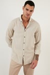 Pamuklu Regular Fit Düğmeli Yaka Erkek Gömlek CF20S111871 TAŞ